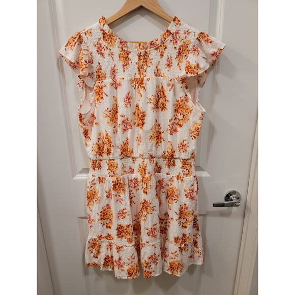 Loft Floral Smocked Ruffle Flare Dress - Picture 2 of 7